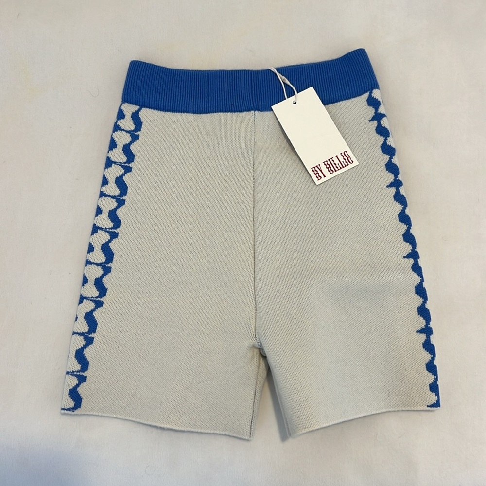 NWT By Billie Wave Bike Shorts, Blue/White, S/M